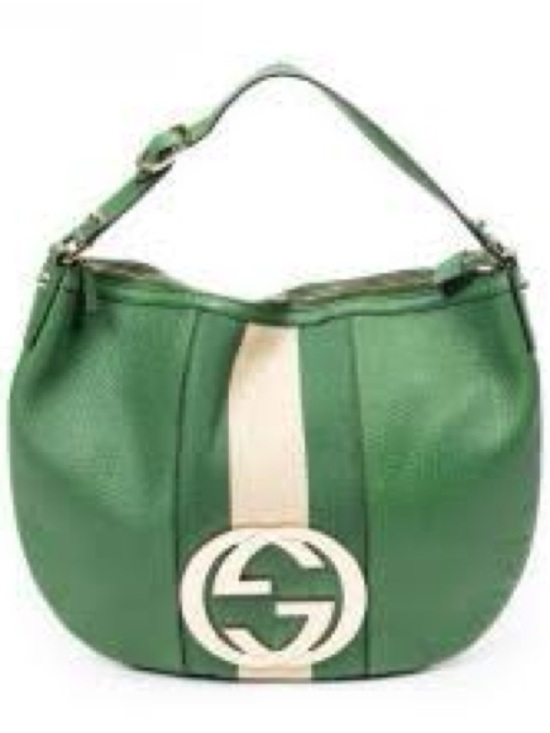 Gucci Handbags - Gucci Web Blondie Green Pebbled Leather Hobo Bag Gold Hardware